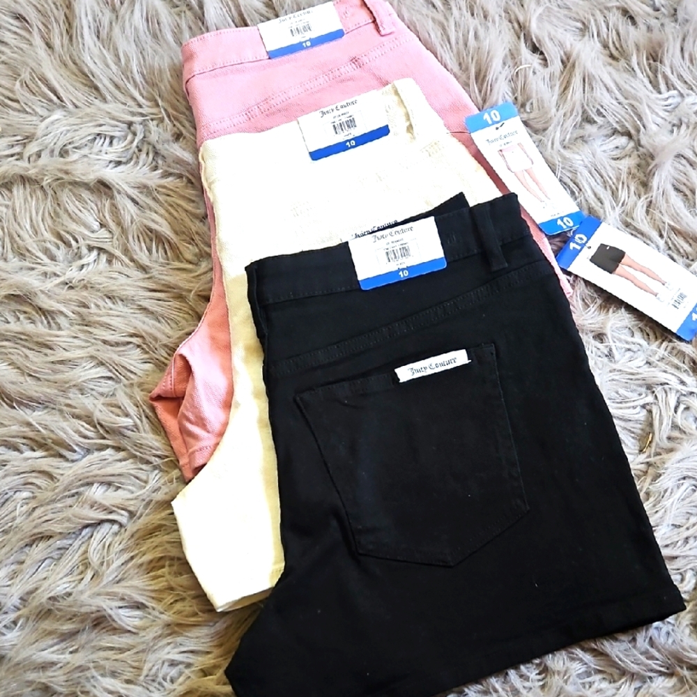 Juce Couture Shorts Women's Jeans in Black, Pink, and Cream BUNDLE